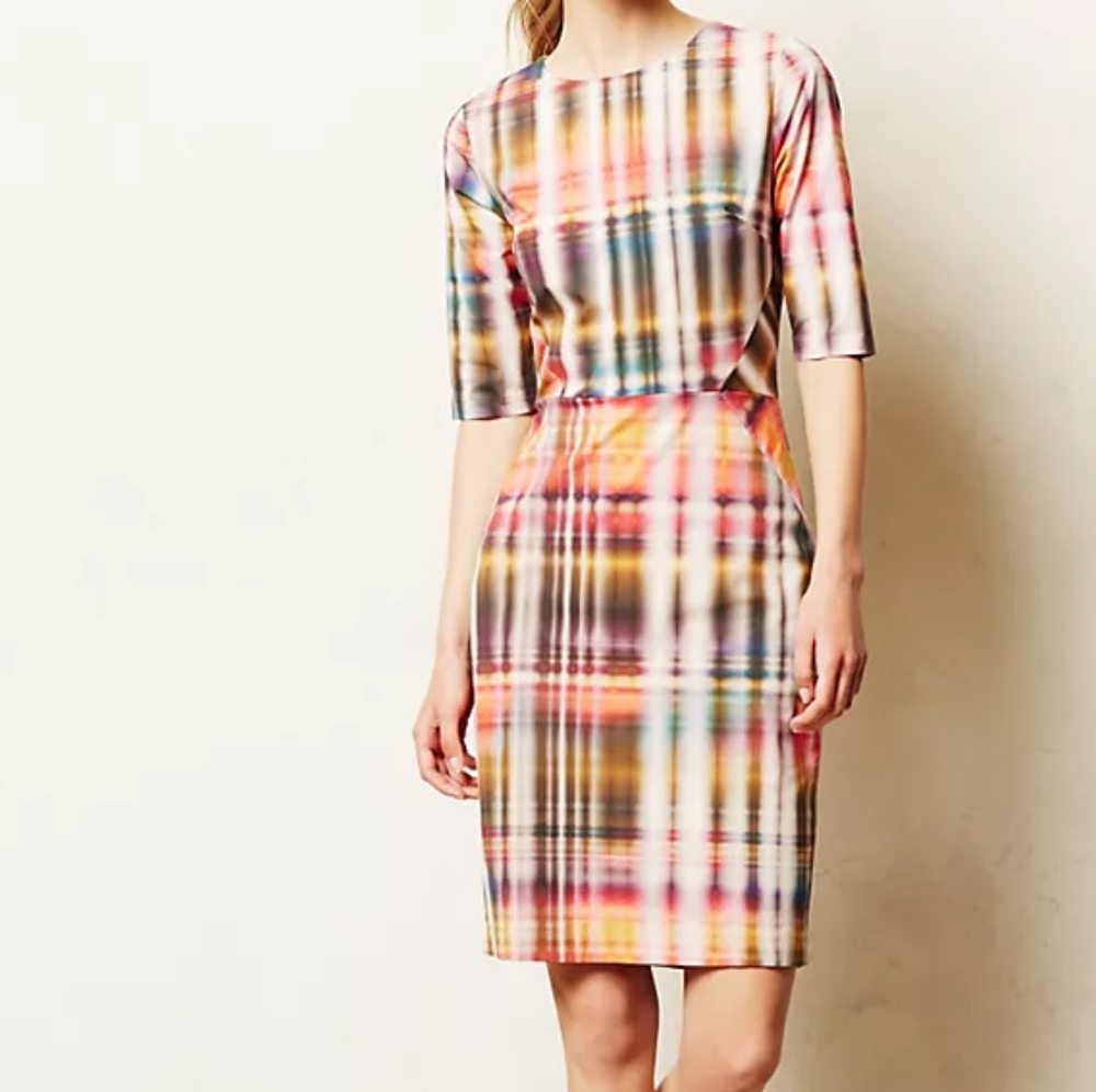 Weston/Anthropologie "Parc Plaid" Sheath Dress- Sz. Sm